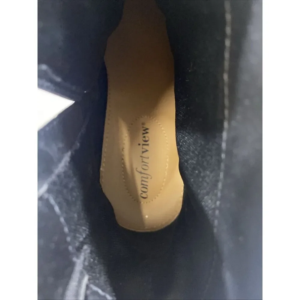 Comfortview Women's Sidney Bootie Embroidered Red Roses Black Velour Sz 7.5 Wide - Picture 9 of 14